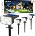 Solar Spot Lights Outdoor Waterproof IP65, 4 Pack, Cool Light, 2 Lighting Modes by JEJOT