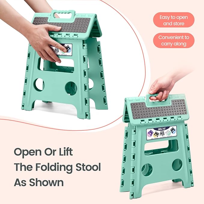 Delxo Folding Step Stool 13 Inch Non-Slip Foldable Stools - Image 8