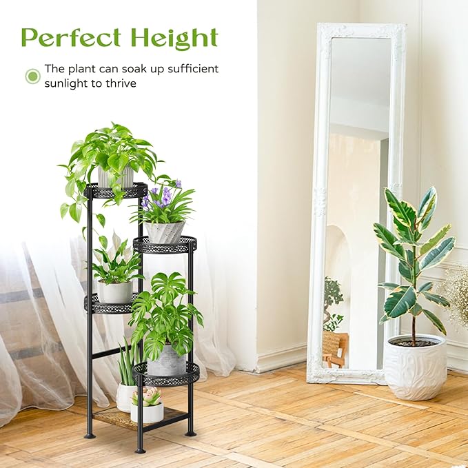 5 Tier Plant Stand Indoor Outdoor, Tierd Corner Metal Plant Stands Holder - Image 4