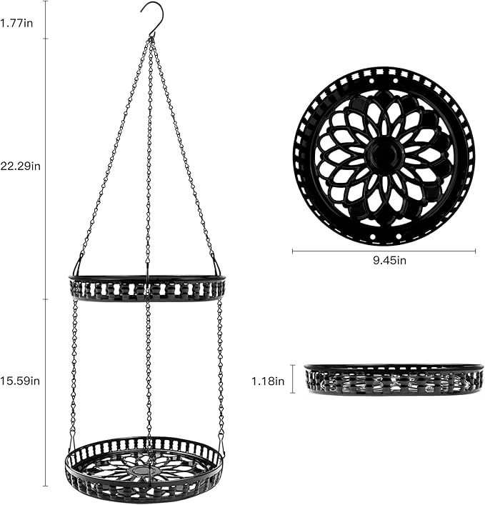 Plant Hanger Indoor Outdoor, 2 Tier Hanging Planter Plant Shelf, Metal Hanging - Image 4