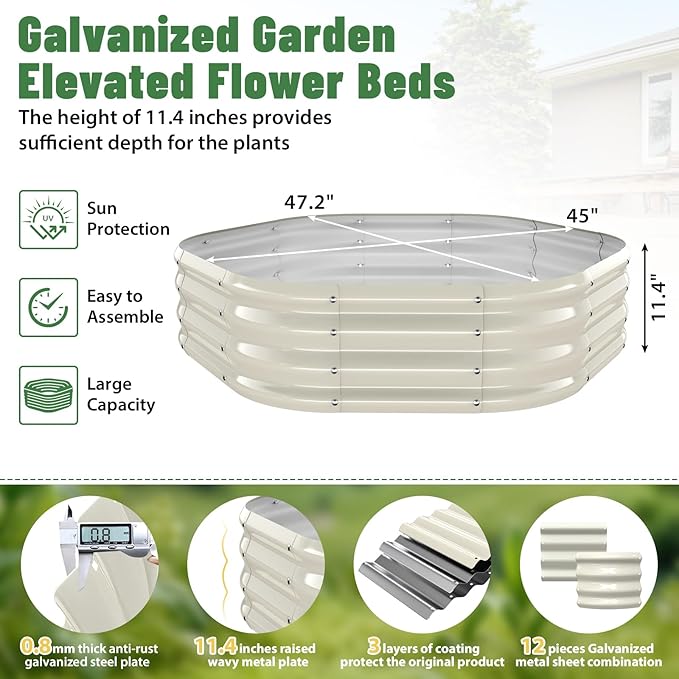 Hexagon Raised Garden Bed, 48 Inch Diagonal & 12 Inch Tall, Galvanized Steel - Image 3