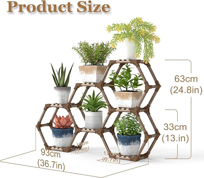Tikea Plant Stand Indoor Outdoor Hexagonal Corner Plant Stand - Image 5