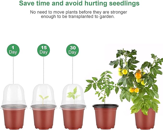 MIXC Plant Nursery Pots with Humidity Dome 4" Soft Transparent Plastic - Image 4