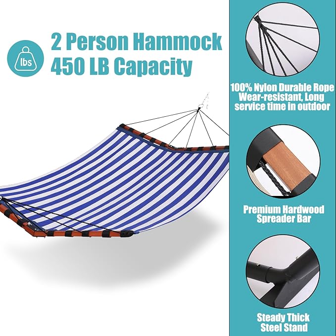 TegerDeger 12FT 2 Person Hammock Large Hammock Quick Dry 450LB Capacity - Image 5