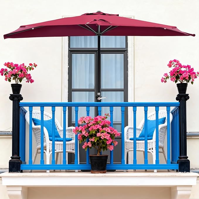 OLIXIS Half 9Ft Umbrella Outdoor Patio, Scalloped Patio Umbrella - Image 7