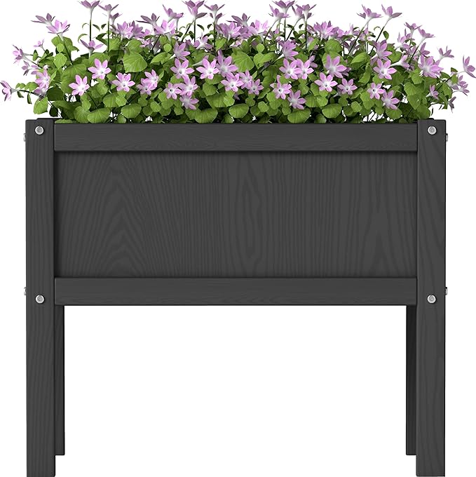 Raised Garden Bed with Drainage Hole Waterproof HDPE Elevated Planter Box with by KETOYARK