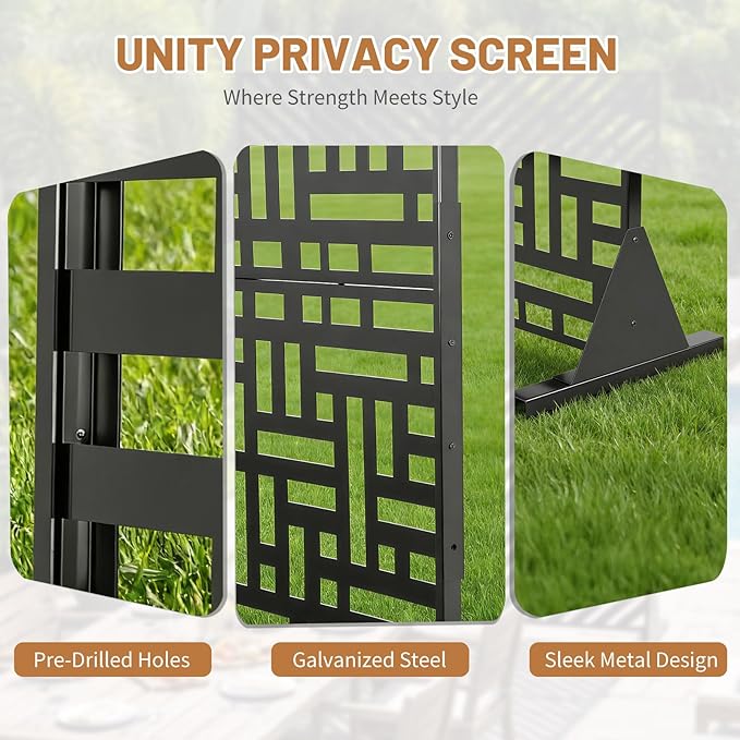 VINGLI Privacy Fence Panels, 72H’’ x 47W’’ Metal Privacy Screen Freestanding - Image 4