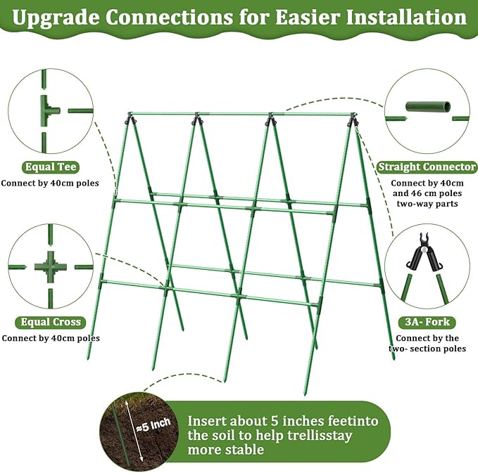 Cucumber Trellis for Raised Bed, 50x 54 inch A-Frame Garden Trellis for - Image 7