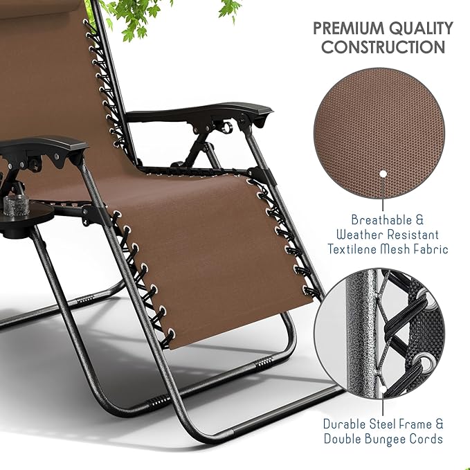 Nestl Zero Gravity Chairs, Portable Patio Lounge Chair Outdoor - Image 7