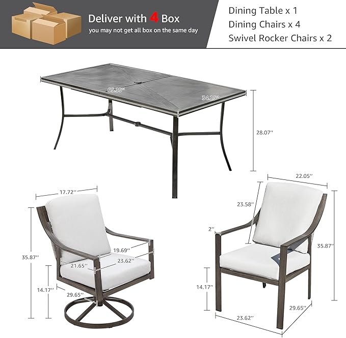 NATURAL EXPRESSIONS 7 Piece Patio Dining Table Outdoor Furniture Set - Image 8