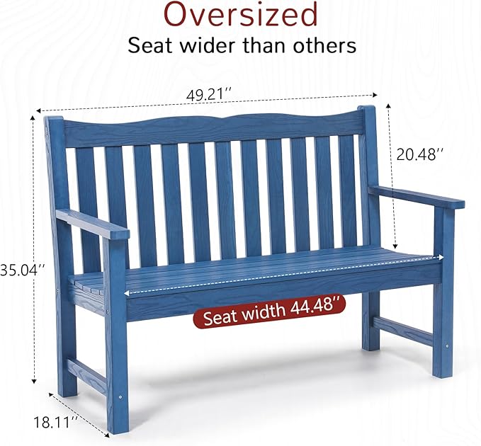 Stoog Outdoor Bench, 2-Person All-Weather HIPS Plastic Garden Bench - Image 3