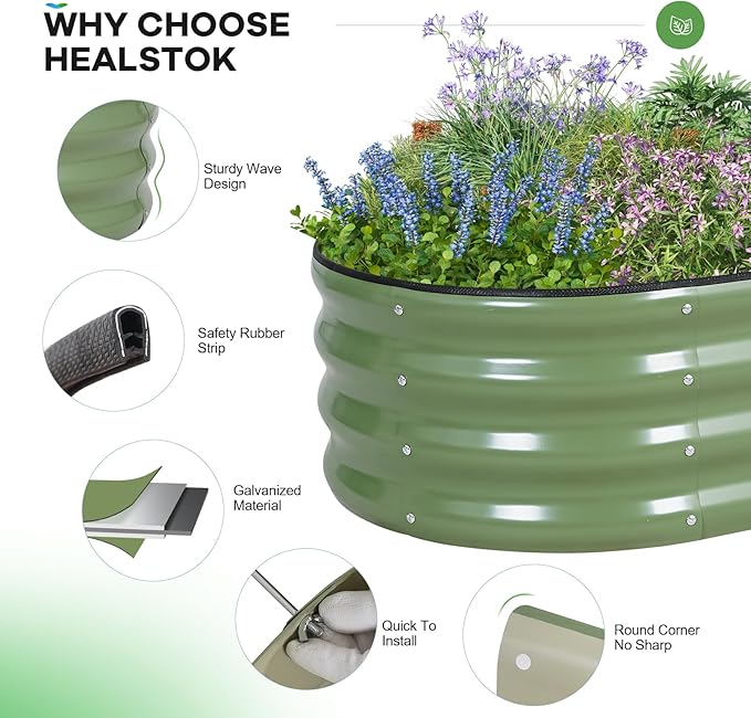 Galvanized Raised Garden Bed Outdoor, Rust-Resistant Garden Planter Box - Image 4