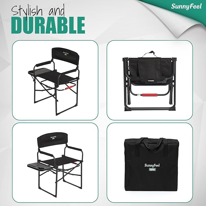 SUNNYFEEL Camping Directors Chair, Heavy Duty, Oversized Portable Folding Chair - Image 7