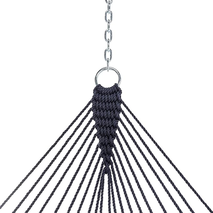 Castaway Living 13 ft. Double Traditional Hand Woven Navy Polyester Rope Hammock - Image 6
