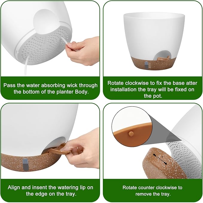 Self-Watering Plant Pots with Water Level Indicator, Drainage Holes & Saucers – - Image 7