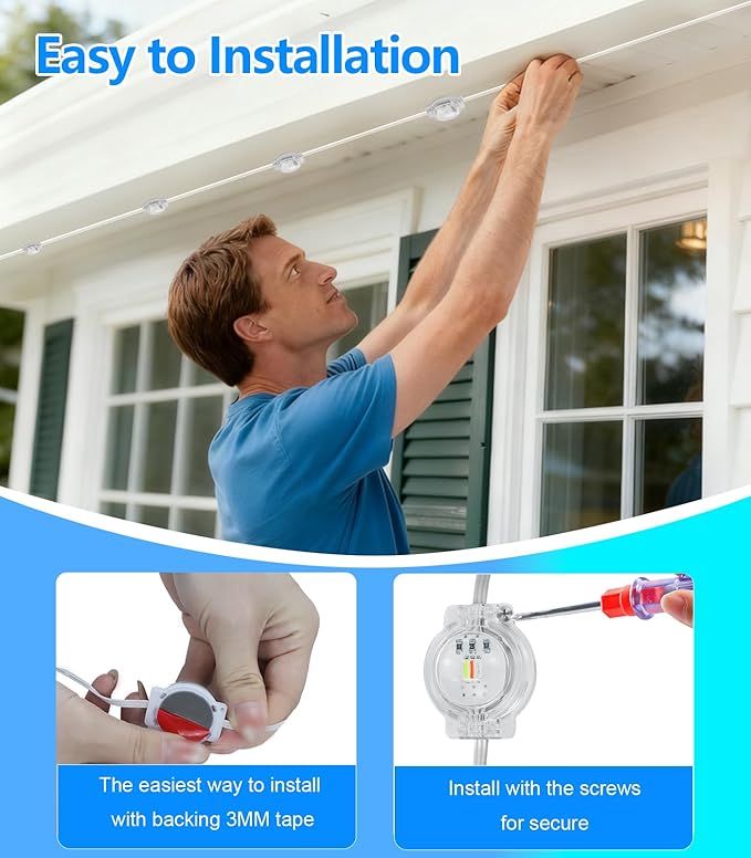 300FT Permanent Outdoor Lights for House, Smart Color Change Eaves LED Lights - Image 6