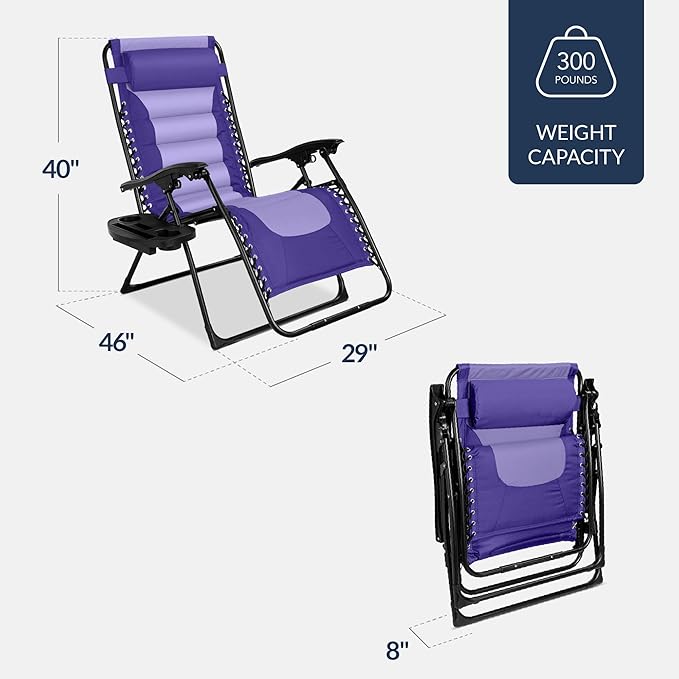 Best Choice Products Oversized Padded Zero Gravity Chair, Folding Outdoor Patio - Image 2