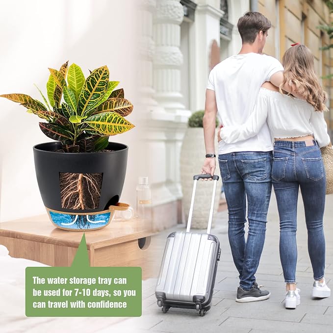 Large Self Watering Pots, 12/10/9 Plastic Planters - Image 6