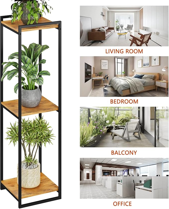 3-Tier Plant Stand Indoor, Rustic Brown - Image 6