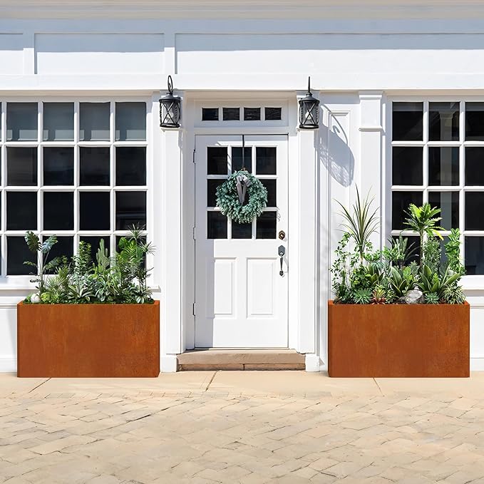 Co rten Steel Planter 36X15X15 inch Large Rectangular Planter Box Rustic Style - Image 3