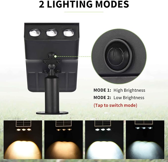 Solar Spot Lights Outdoor, 2 Pack Solar Landscape Spotlights 3 Lighting Modes - Image 3