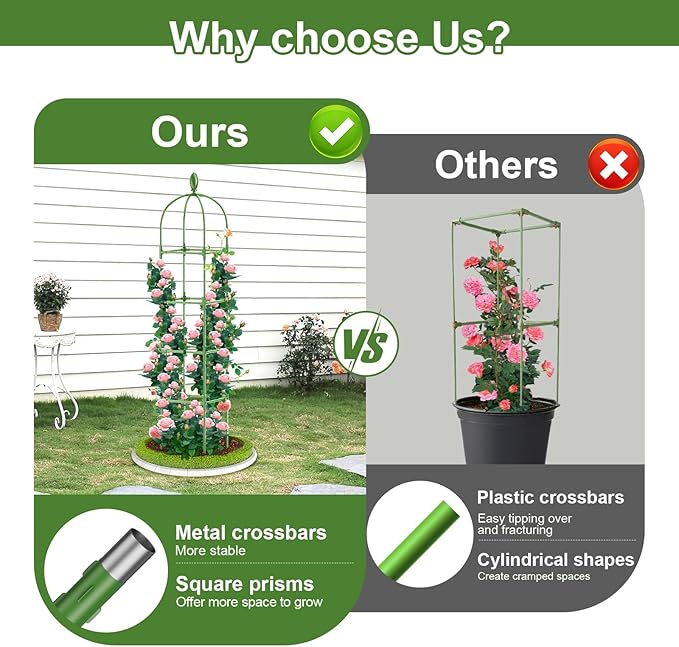 2 Pack Garden Obelisk Trellis, 70IN Tall Plant Support - Image 4