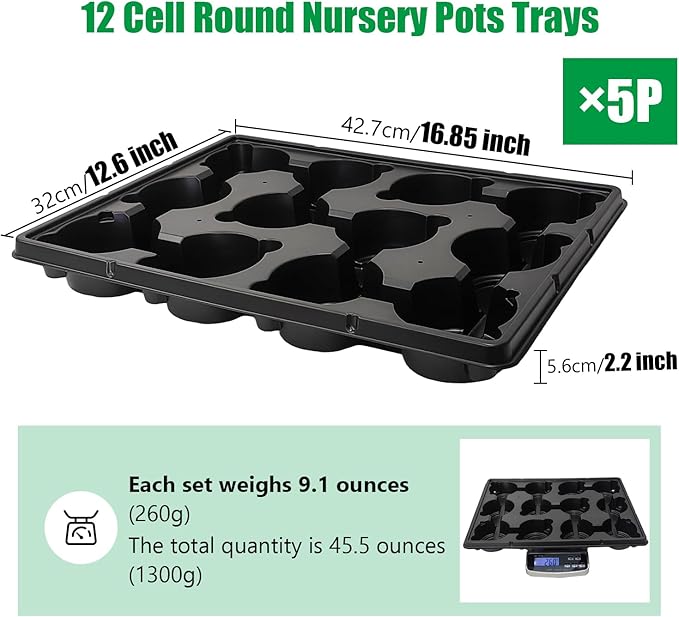 12 Cell Round Nursery Trays Thickened Durable Seedling Pots Shuttle Carrying - Image 2