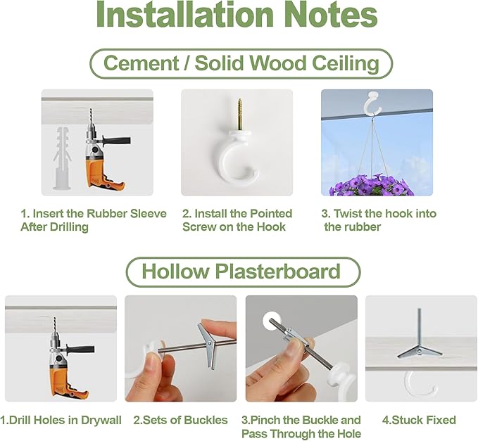 2PCS Ceiling Hooks for Hanging Plants, Heavy Duty Plant Swag Hooks, Hanging - Image 5