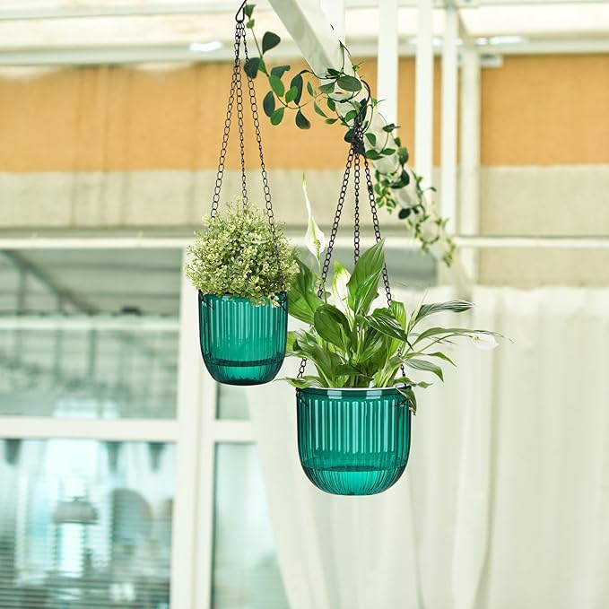 Maxcheck 4 Pcs Self Watering Hanging Planters Indoor Gift 6.5'' 4.5'' Hanging - Image 6