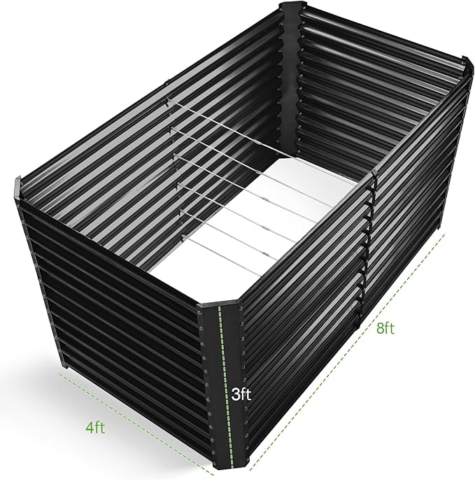 Land Guard 8x4x3ft Rectangular Galvanized Raised Garden Beds, Large-Capacity - Image 2