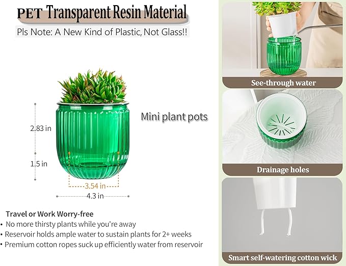 Melphoe Self Watering Pots for Indoor Plants Planter, 4.3 Inch 2 Pack Planters - Image 6