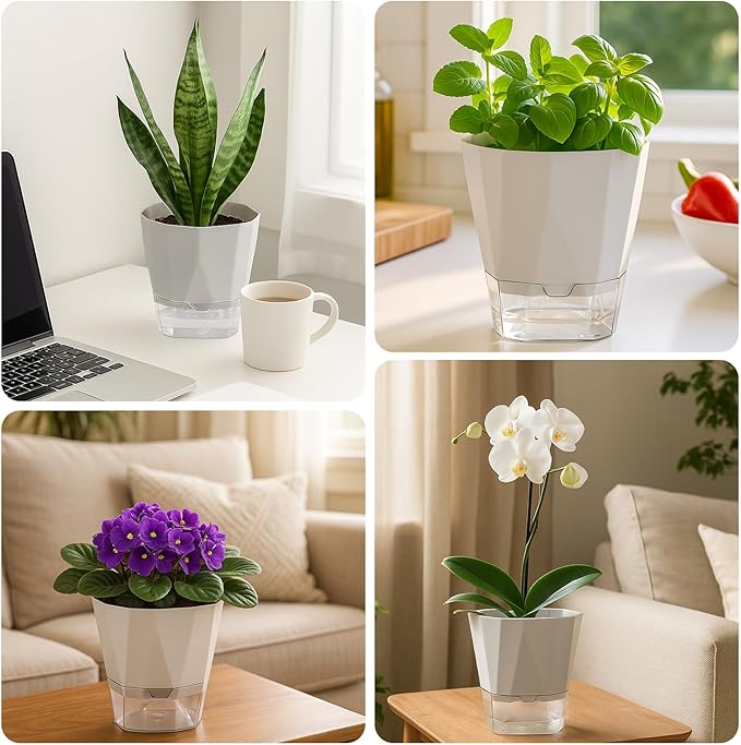6 Pack Self Watering Plant Pots 5 Inches Self Watering Planters - Image 7