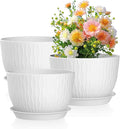 12/10/9 inch Large Plant Pots, 3 Pack Wide Flower Pots by Meowell