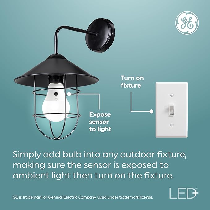 GE LED+ Dusk to Dawn A19 LED Light Bulbs, Automatic On/Off Outdoor Light - Image 3