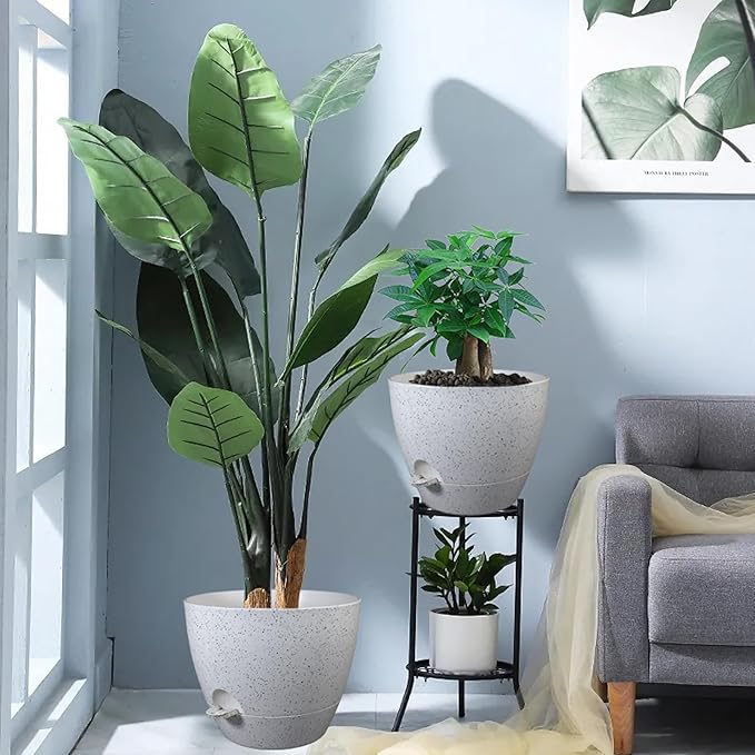 12inch 2Pack Large Self Watering Planters, Plastic Plant Pots - Image 7
