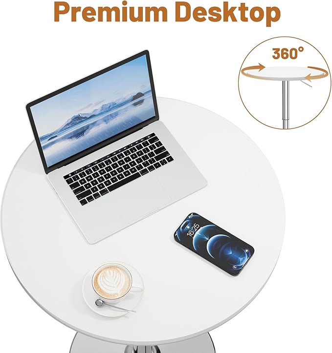 Flamaker Round Bistro Pub Table 23.6 Inch Height Adjustable 360° Swivel Bar - Image 7