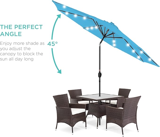 Best Choice Products 10ft Solar Polyester LED Lighted Patio Umbrella w/Tilt - Image 2
