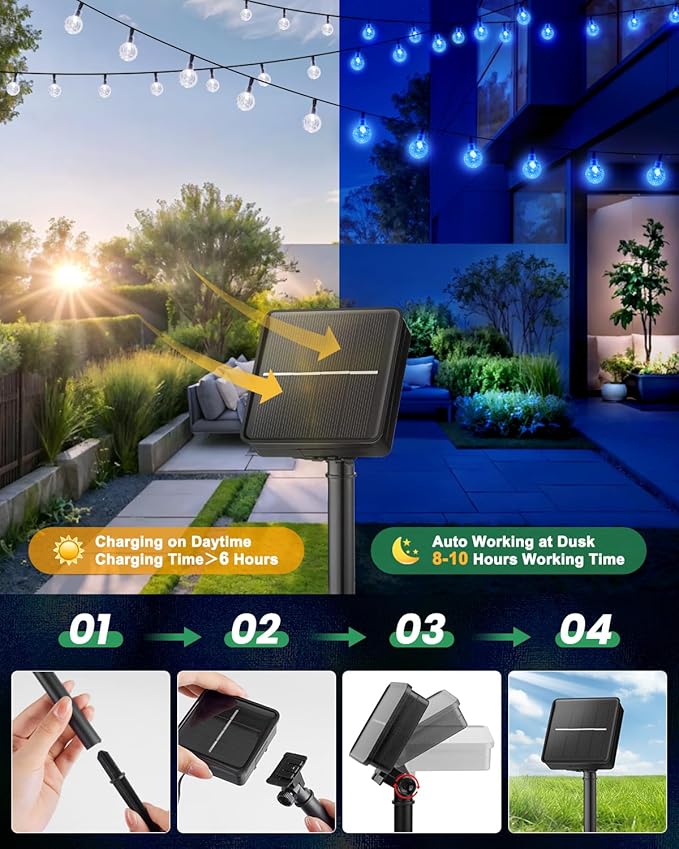 Brightown Solar String Lights Outdoor 60 Led 35.6 Feet Waterproof Solar Powered - Image 5