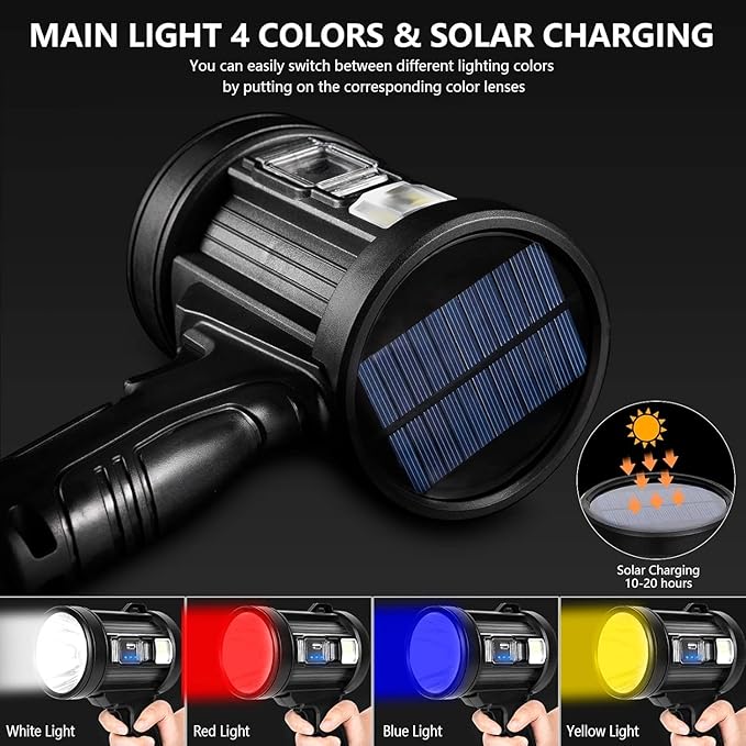 MIXILIN Rechargeable Spotlight, 000 Lumens Handheld Hunting Flashlight Led Spot - Image 6