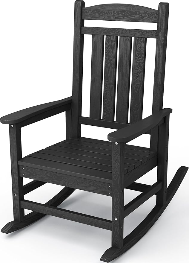 KINGYES Outdoor Rocking Chairs, HDPE All-Weather Patio Rocking Chairs High Back by KINGYES
