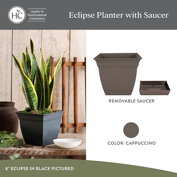 The HC Companies 12 Inch Eclipse Square Planter Pots - Image 2