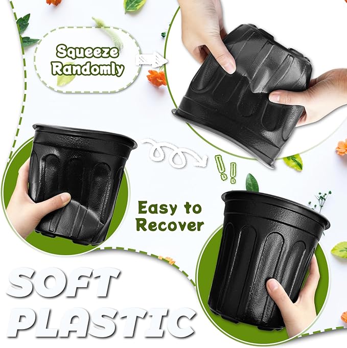 OJYUDD 60 Pack 1 Gallon Flexible Plant Nursery Pots, Thickened Soft Plastic - Image 3