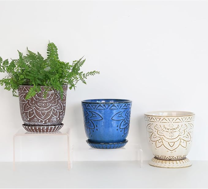 Gepege Beaded Ceramic Planter 6 Inch Set of 2 - Image 6