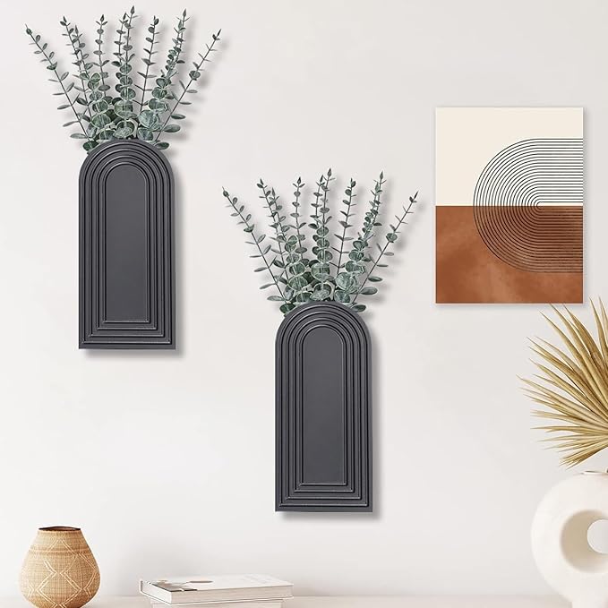 2 Pack Wooden Wall Vase Set - Image 6