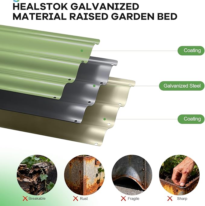 Galvanized Raised Garden Bed Outdoor, Rust-Resistant Garden Planter Box - Image 6