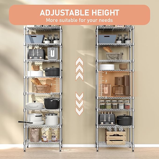 8 Tier 2000 lbs Storage Rack Metal Wire Shelving Unit, Storage Standing Shelf - Image 6