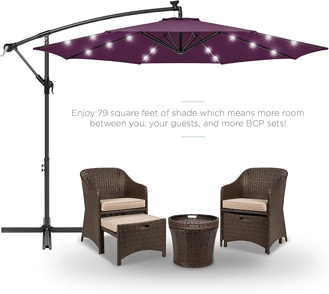 Best Choice Products 10ft Solar LED Offset Cantilever Hanging Market Patio - Image 2