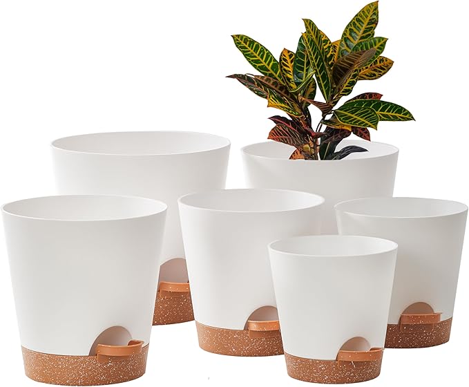 FaithLand 6-Pack White Self Watering Planter Pots by FaithLand