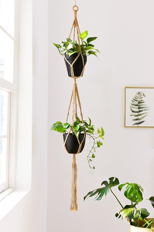 Mkono Macrame Plant Hangers Set of 4 Indoor Hanging Planter Basket Wall - Image 5