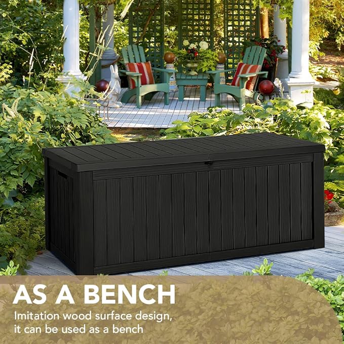 Devoko 150 Gallon Deck Box Resin Outdoor Storage Box Waterproof Storage - Image 2